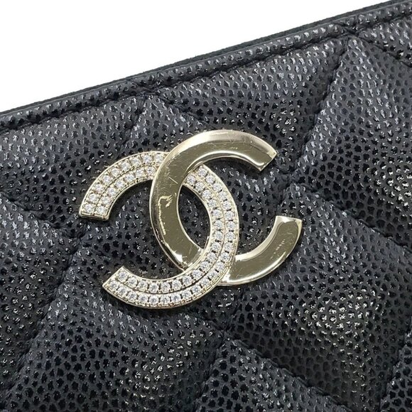 CHANEL Matelasse Classic Zip Coin Purse Calfskin/Rhinestone Black - Picture 12 of 15